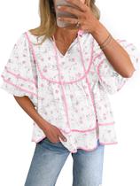 Blusas Peplum Babydoll Cicy Bell, femininas, florais de verão, com decote em V