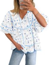 Blusas Peplum Babydoll Cicy Bell, femininas, florais de verão, com decote em V