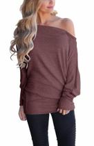 Blusas plus size INFITTY para mulheres, moletons de ombro largo Dolman, camiseta de manga comprida, bordô, GG Blusas plus size INFITTY para mulheres, moletons de ombro largo Dolman, camiseta de manga comprida, bordô, GG