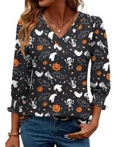 Blusas Rapbin, elegantes, casuais, mangas 3/4 e túnica com decote em V Blusas Rapbin, elegantes, casuais, mangas 3/4 e túnica com decote em V