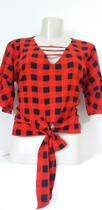 Blusas xadrez Feminina Decote V Blusas xadrez Feminina Decote V