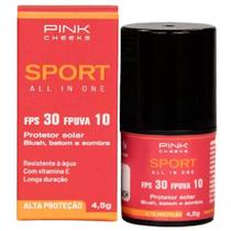 Blush c Protetor Solar FPS30, Pink Cheeks, Multifuncional Olhos Boca Resistente Suor Cor Peach 4,5G
