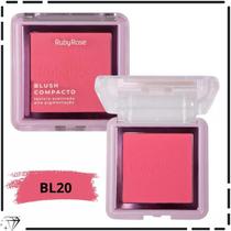 Blush Compacto Ruby Rose Textura Acetinada Super Fixação Matte
