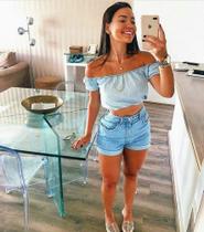 blusinha basica TAM M Azul Cropped