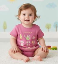 Blusinha bebê em algodão com bordado estampa M (3 a 6 meses) Blusinha bebê em algodão com bordado estampa M (3 a 6 meses)