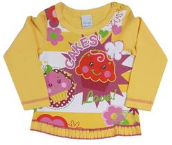 Blusinha bebê soltinha com barrado em pregas p ao g malwee