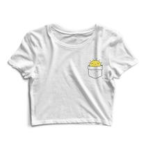 Blusinha Blusa Cropped Tshirt Camiseta Feminina Bolsinho Smile