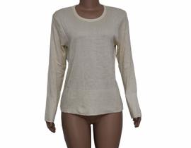 Blusinha Blusa Fê Feminina Comprida Básica Frio Meia Estação Creme