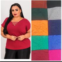 Blusinha Blusa Feminina Plus Size Com Detalhes Na Gola