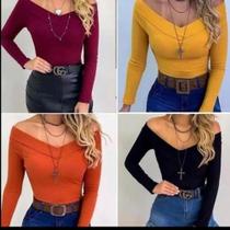Blusinha canelada manga longa
