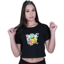 Blusinha Cropped Algodão Bob Esponja Personagens Blusinha Cropped Algodão Bob Esponja Personagens