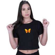 Blusinha Cropped Algodão Borboleta Laranja Blusinha Cropped Algodão Borboleta Laranja