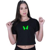 Blusinha Cropped Algodão Borboleta Verde Blusinha Cropped Algodão Borboleta Verde