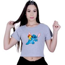 Blusinha Cropped Algodão Lilo Stitch Arma