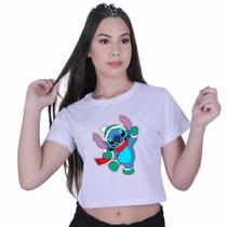 Blusinha Cropped Algodão Lilo Stitch Duende Natal