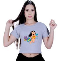Blusinha Cropped Algodão Lilo Stitch Girl Summer Blusinha Cropped Algodão Lilo Stitch Girl Summer