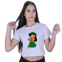 Blusinha Cropped Algodão Lilo Stitch hawai hula