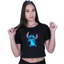 Blusinha Cropped Algodão Lilo Stitch Linguinha