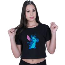 Blusinha Cropped Algodão Lilo Stitch Pensando Blusinha Cropped Algodão Lilo Stitch Pensando