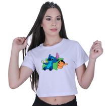 Blusinha Cropped Algodão Lilo Stitch Soneca