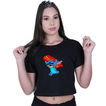 Blusinha Cropped Algodão Lilo Stitch Surf Blusinha Cropped Algodão Lilo Stitch Surf