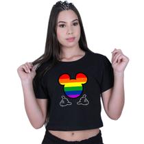 Blusinha Cropped Algodão Mickey Colorido LGBT