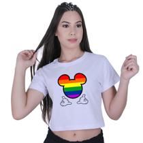 Blusinha Cropped Algodão Mickey Colorido LGBT