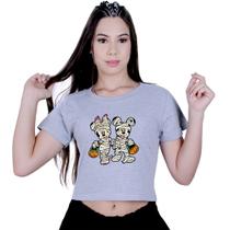 Blusinha Cropped Algodão Mickey Minnie Halloween Blusinha Cropped Algodão Mickey Minnie Halloween