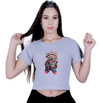 Blusinha Cropped Algodão Oreo e Groot Guardiões Blusinha Cropped Algodão Oreo e Groot Guardiões