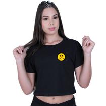 Blusinha Cropped Algodão Sad Smile Bad Tumblr