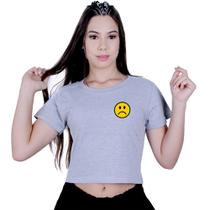 Blusinha Cropped Algodão Sad Smile Bad Tumblr