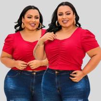 Blusinha Cropped Canelado Plus Size