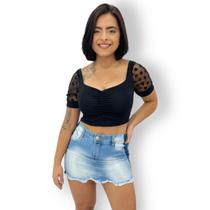 Blusinha Cropped Canelado Ribana Manguinha Blusa Feminino - ANJ MODAS