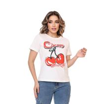 Blusinha Cropped T-shirt Com Estampa Cherry Cereja - Lagun Brasil