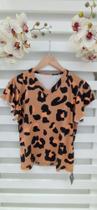 Blusinha de onça com manga babado nude