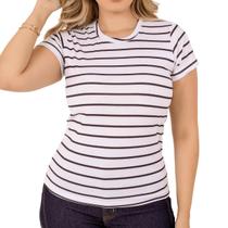 Blusinha Elastec Estampada Feminina Gola Redonda Manga Curta Tshirt Basica Unidade e Blusa Regata