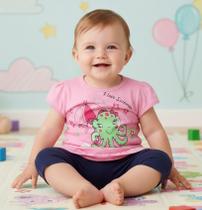 Blusinha evasê Bebê 100% algodão c/ manguinha fofa P AO G Blusinha evasê Bebê 100% algodão c/ manguinha fofa P AO G
