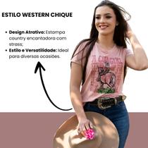 Blusinha Feminina Country Com Strass Cowgirl Horse Zoe Blusinha Feminina Country Com Strass Cowgirl Horse Zoe