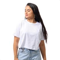 Blusinha Feminina Cropped Manga Curta Lisa Básica Solta