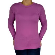 Blusinha Feminina Gola Alta Manga Longa Justa Lisa Canelado Pp ao Plus Size