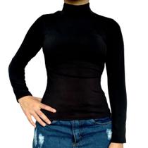 Blusinha Feminina Gola Alta Manga Longa Justa Lisa Suplex Pp ao Plus Size