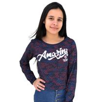 Blusinha feminina manga longa cropped overcore