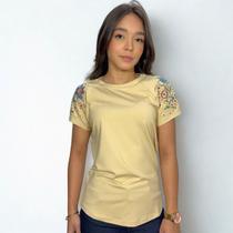 Blusinha Feminina Miss Country Bordada Flowes Stras Confort