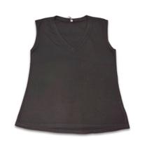 Blusinha Feminina Plus Size Regata Canelada Confortável Decote V