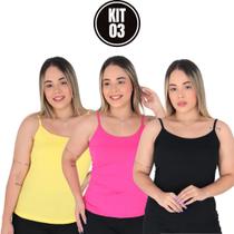 Blusinha Feminina Regata Básica Alcinha Viscolycra de Alças Revenda Kit 3 cores Linda