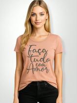 Blusinha Feminina Rosê Estampa em Frases - t-shirt- Baby look estampada