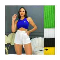 Blusinha Feminina Top Cropped Brasil Copa Torcida Manga Curta