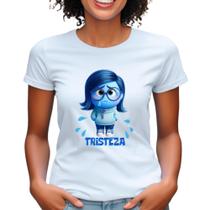 Blusinha filme divertidamente camiseta feminina babylook personagens desenho tristeza
