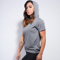 Blusinha Fitness Dry Fit Mescla com Capuz Moda Fitness