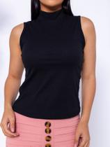 Blusinha Gola Alta Feminina Sem Bojo Blusinha Canelada Super Fashion